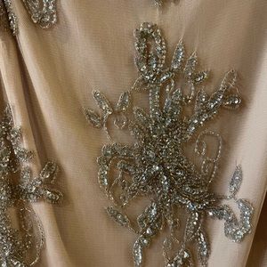 Pisarro Nights. Size 12 Beaded nude mesh knee length dress